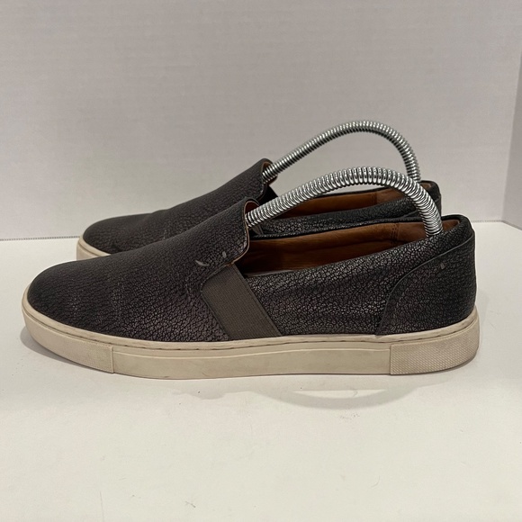 Frye Ivy Dark Pewter Textured Leather Slip-On Sneakers Size 8M - Picture 7 of 13